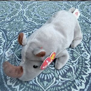 TY Beanie Babies Collection SPIKE the Rhino 7 In Plush Toy With Tag